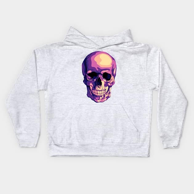 Artsy Sunset Skull Kids Hoodie by Slightly Unhinged